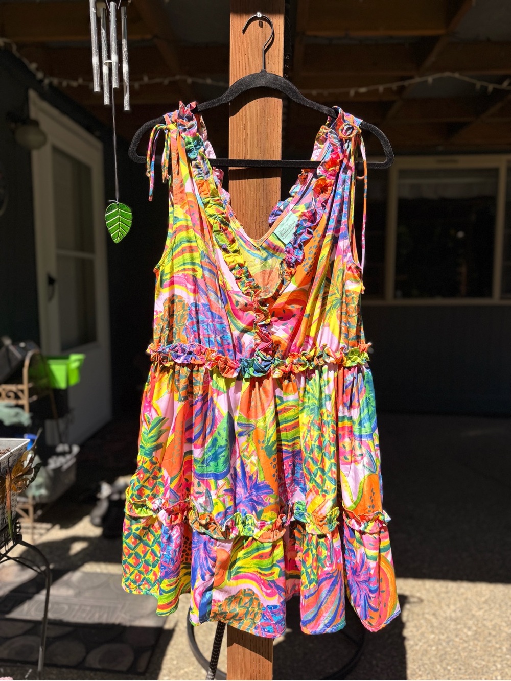 Vibrant Multicolor Ruffle Mini Dress - Picture 2 of 9